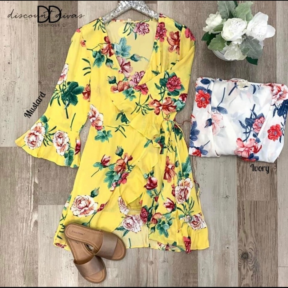 Lemon yellow wrap dress